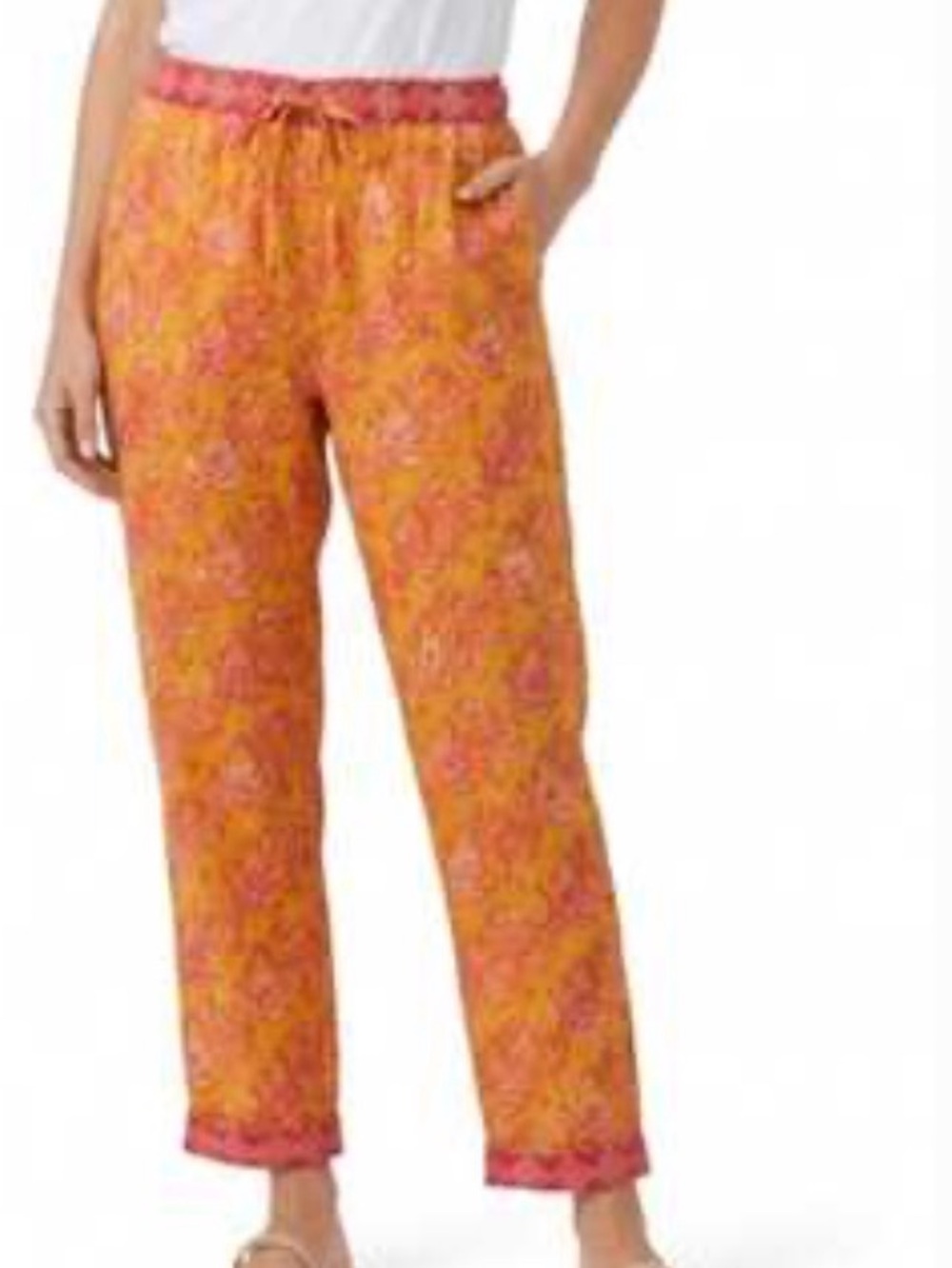 Sundance Printed Straight-Leg Pants in Orange and Pink